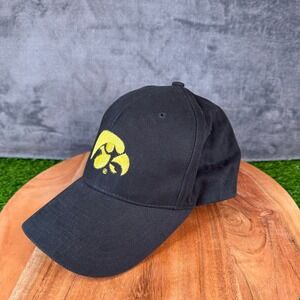 Iowa Hawkeyes Black Baseball Cap Adult OSFM Lightwear Embroidered Logo Strapback